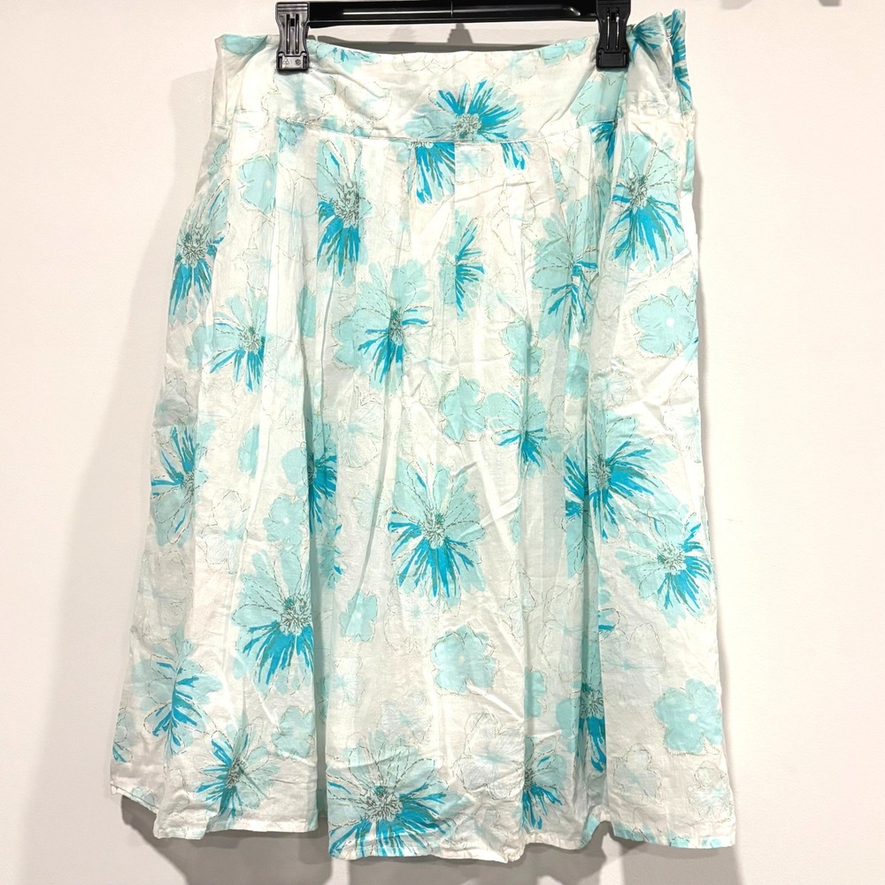 Vtg Dressbarn Womens Skirt 14 Floral Cotton Lined Knee Spring Summer Flowy 21943
